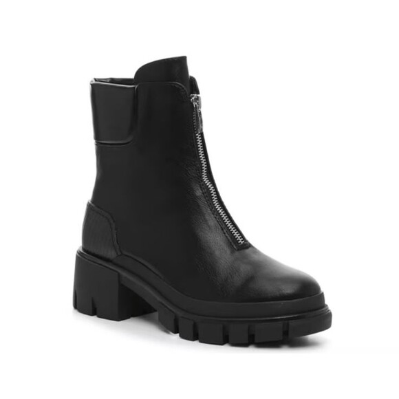 Mix No. 6 Shoes - Womens Center Zip Boots Black Lug Chunky Heel Platform Mix No 6 Sasha Size 8